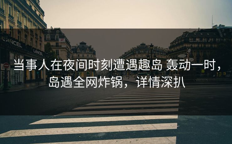 当事人在夜间时刻遭遇趣岛 轰动一时，岛遇全网炸锅，详情深扒